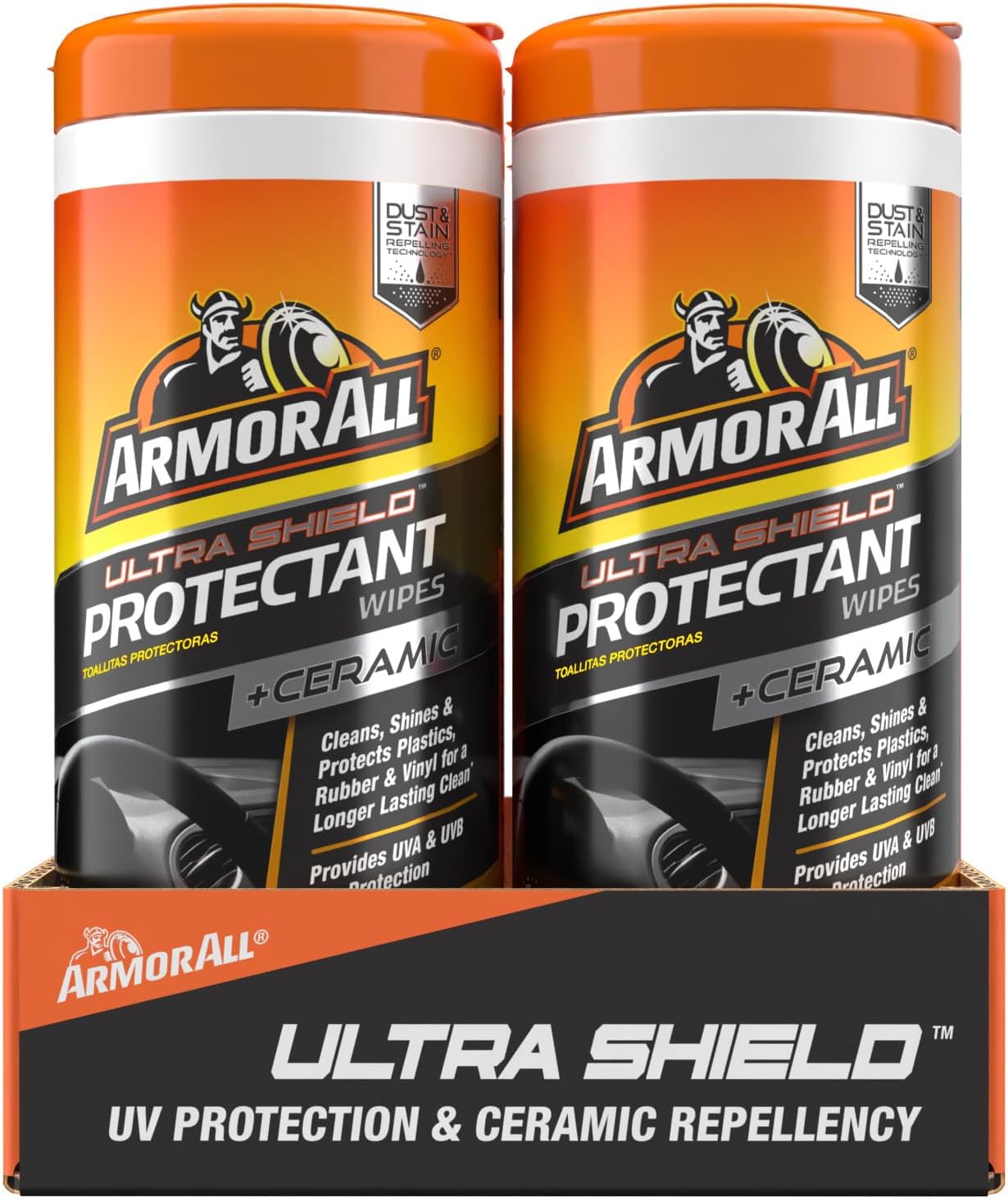 Ultra Shield Car Interior Protectant Wipes by Armor All, Car Cleaning Wipes With Armor All Protectant Prevents Dust Buildup and Enhances Color Depth, 25 Count