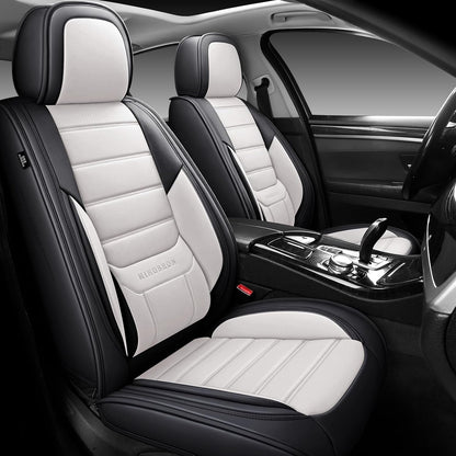 MINGBRON Car Seat Cover Full Set, Leather Car Seat Cover, Waterproof Seat Covers, Car Seat Cushion, Nappa Leather Seat Covers Car Seat Protector Universal Fit Most Cars Black