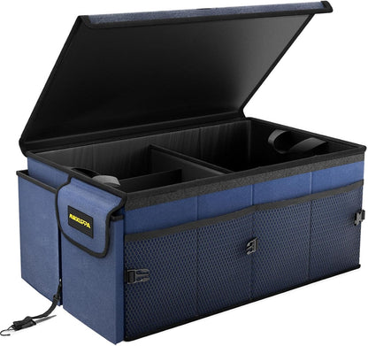 MIKKUPPA Car Trunk Organizer - 65L Collapsible Trunk Organizer with Lid, Sturdy Car Storage for SUV Auto Truck Van with Adjustable Straps and Non Slip Bottom (Black)