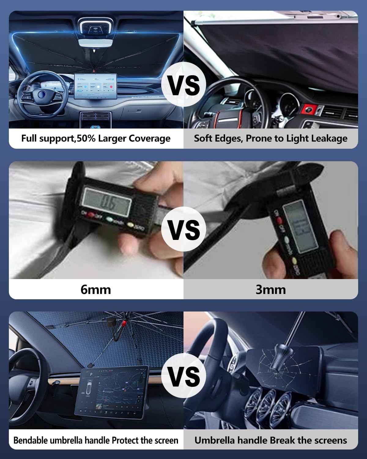 Windshield Sun Shade Umbrella for Car, Foldable Car Windshield Sunshade UV Block Heat Insulation, Fits Sedan SUV Truck, Compatible with Camry Accord Civic CRV Model Y Ideal Gifts for Men & Women