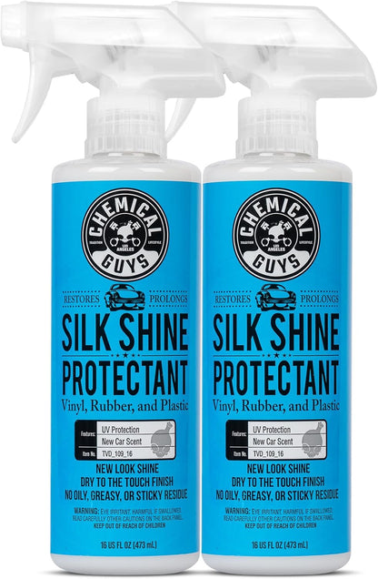 Chemical Guys Silk Shine Tire and Trim Dressing and Protectant – Non-Greasy Vinyl, Plastic & Rubber Spray, Plastic Restorer for Cars – Restores Shine for Cars, Trucks, Motorcycles, RVs, 16 fl oz