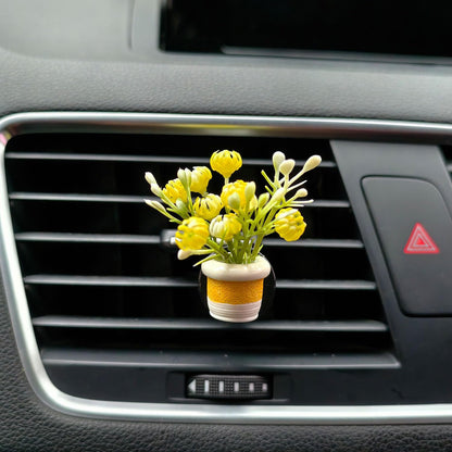 Set of 4 Cute Flower Bouquet Car Air Freshener Vent Clips, Mini Artificial Flowers for Car Air Vent Decoration, Auto Interior Dashboard Ornament Accessories
