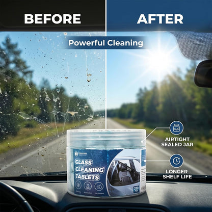 Coldcool Windshield Washer Tablets, 250-Pack Effervescent Car Glass Cleaning Tablets, Streak-Free Windshield Wiper Fluid Concentrate Replacement for All Vehicles