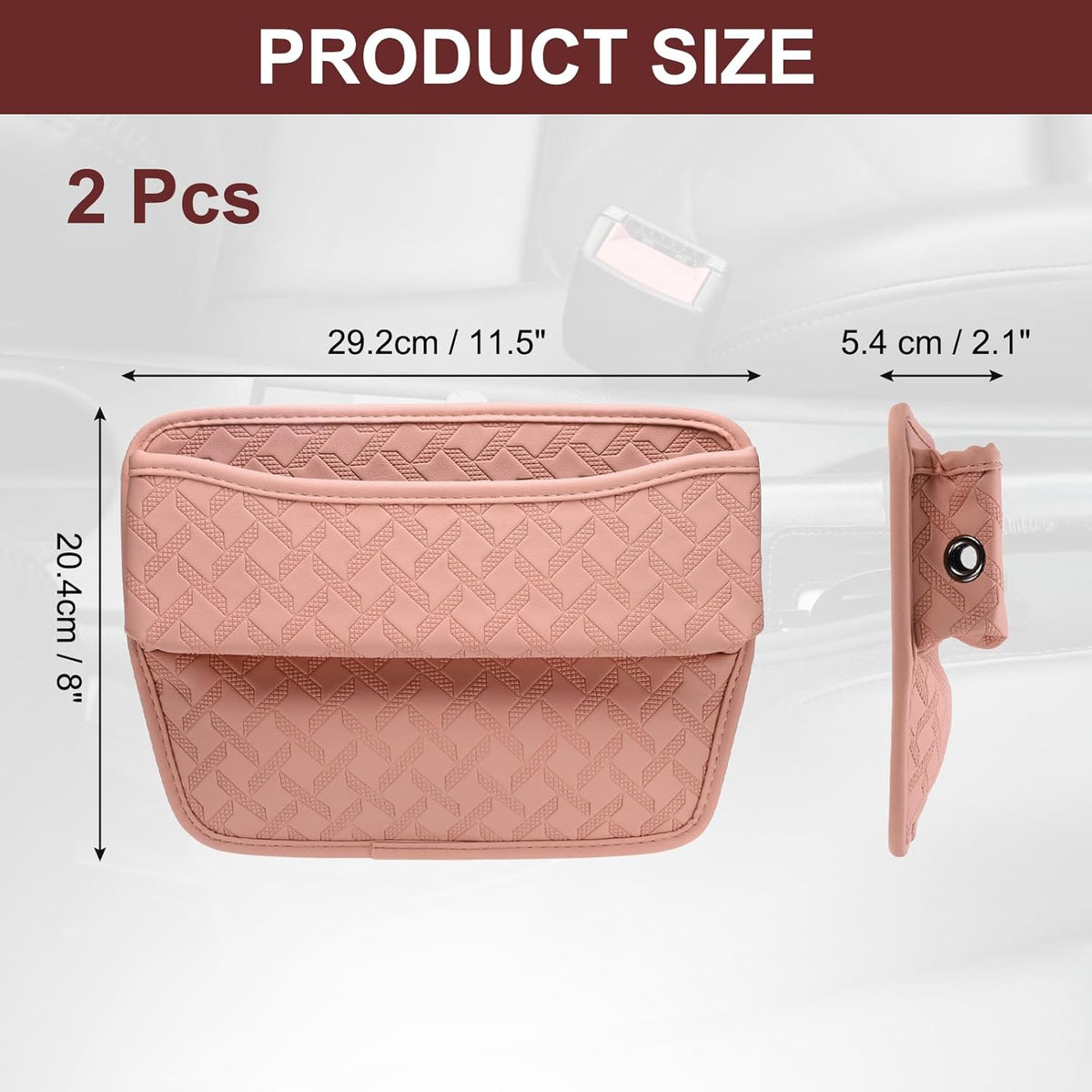 HARFINGTON 2pcs Car Seat Gap Filler Organizer 11.5 x 8 x 2.1 Inch Leather Universal Car Organizer Storage Box Between Seat and Console for Phone Sunglasses Keys, Brown