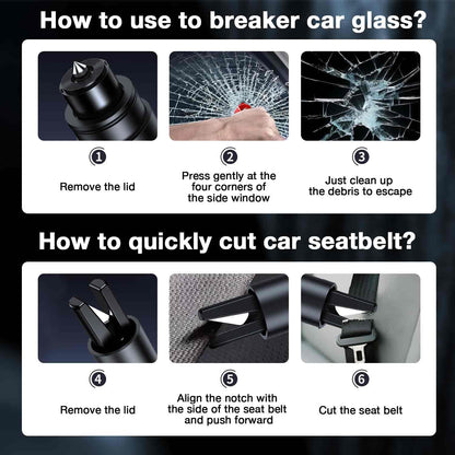 MOTORBUDDY 4-Pack Emergency Escape Hammer Seat Belt Cutter,Auto Car Safety Hammer with Window Glass Breaker，Escape Tool for Car Accidents