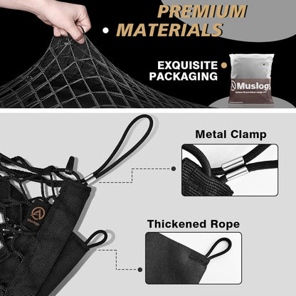 Muslogy Truck Bed Cargo Net Trunk Netting Compatible with 2023-2025 2026 Honda CR-V Accessories, Pickup Cargo Organizer SUV Sedan Storage Net w/Heavy Duty Carabiners - Colors B