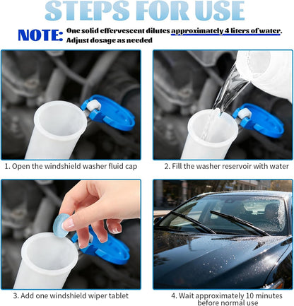 30PCS Car Windshield Washer Tablets,Windshield Washer Fluid Tablets Provide Clear Visibility,Universal Washers Fluid Concentrated Solid Effervescent for Automotive Glass,Window (30pcs)