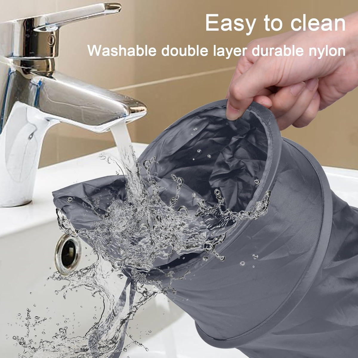 Car Trash Can, 2 Packs Mini Collapsible Pop-up Car Garbage Can, Waterproof Hanging Car Trash Bag with Velcro, Car Trash Bin, Black