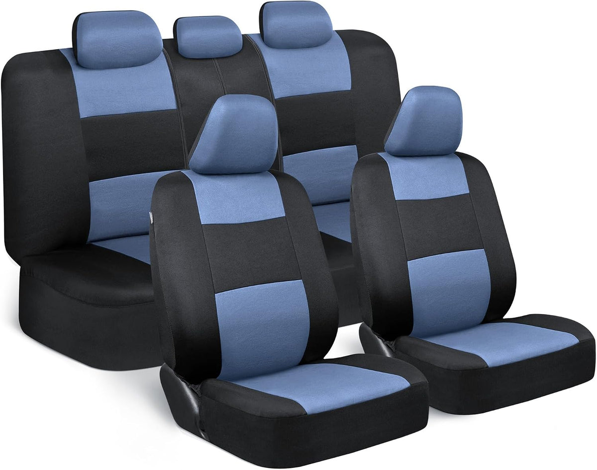 BDK PolyPro Car Seat Covers Full Set in Charcoal on Black – Front and Rear Split Bench for Cars, Easy to Install Cover Set, Accessories Auto Trucks Van SUV
