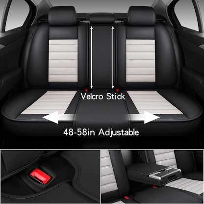 MINGBRON Car Seat Cover Full Set, Leather Car Seat Cover, Waterproof Seat Covers, Car Seat Cushion, Nappa Leather Seat Covers Car Seat Protector Universal Fit Most Cars Black
