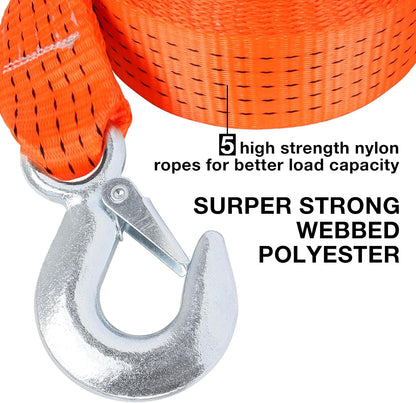 ATV Tow Strap with Hooks 20 ft,15000 lbs Towing Straps Heavy Duty with Hook 2 inch x 20 Foot Ropes for Trucks Vehicles Acessories,Cable for Truck Boat,Roadside Emergency Car Kit