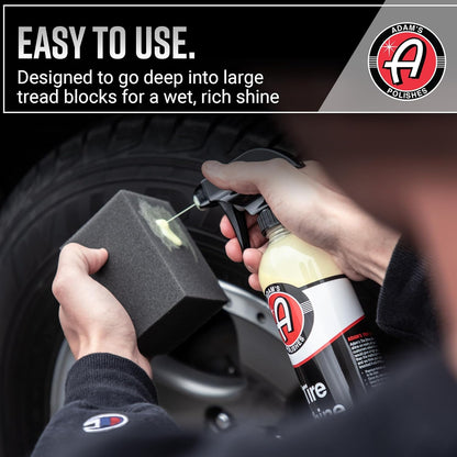 Adam's Tire Shine 16oz - Tire Dressing Spray with Added SIO2 for Rubber Protection, Gives A Glossy Wet Look & No Sling