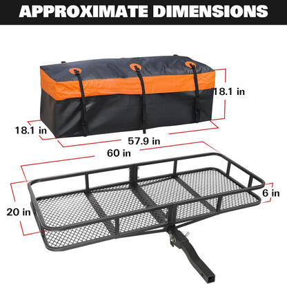 WEIZE 64" x 39" x 5" 200lb Heavy Duty Roof Rack Carrier Basket with Waterproof Bag, Cargo Net and Ratchet Straps, Universal Car Top Luggage Holder for SUV, Truck