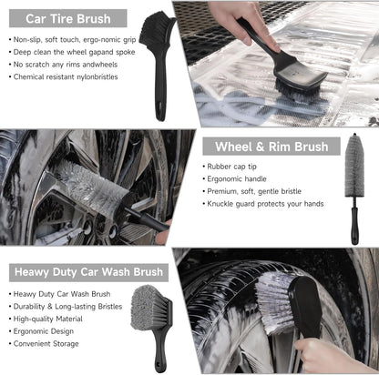 36Pcs Car Detailing Kit, Car Detailing Brush Set, Car Cleaning Kit, Auto Detailing Tools for Interior Exterior Wheels, Professional Car Wash Accessories with Windshield Cleaning Tool and Storage Box