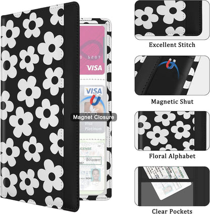 Car Registration and Insurance Holder, Auto Truck Document Holder with Magnetic Shut, Vehicle Glove Box Car Organizer, Interior Car Accessories for Women Men (Bow)