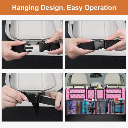 esouler Car Trunk Organizer, Super Capacity Backseat Car Organizer for SUV/Truck/MPV(42"*18"), Hanging Car Storage Organizer with 8 Pocekts, Car Accessories for Women and Men- Black