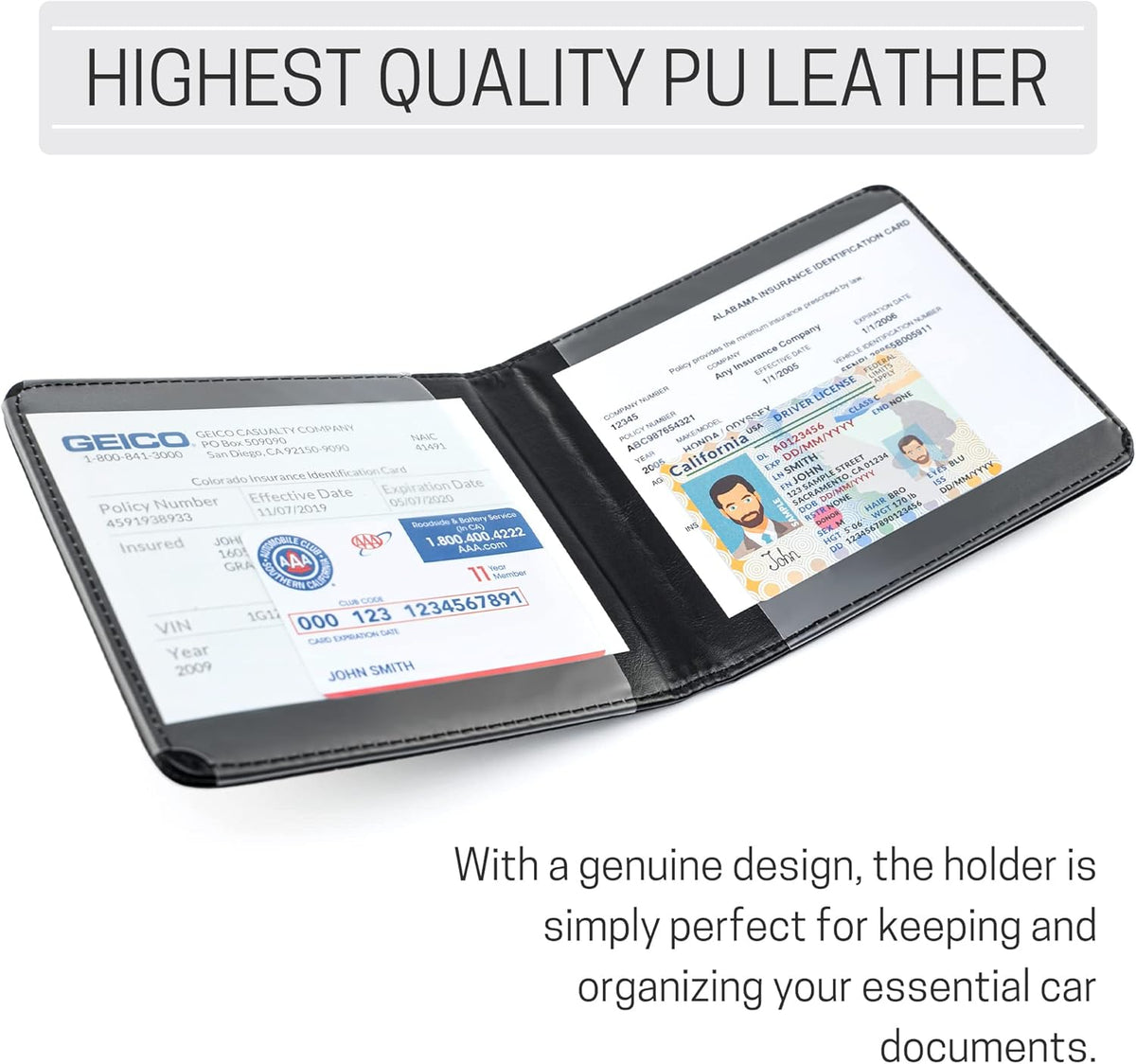 CANOPUS Car Registration and Insurance Holder, Magnetic Closure, Embossed Card Document Holder, Vehicle Glove Box Organizer, Wallet for Auto, SUV, Motorcycle, Truck, Waterproof, Car Model