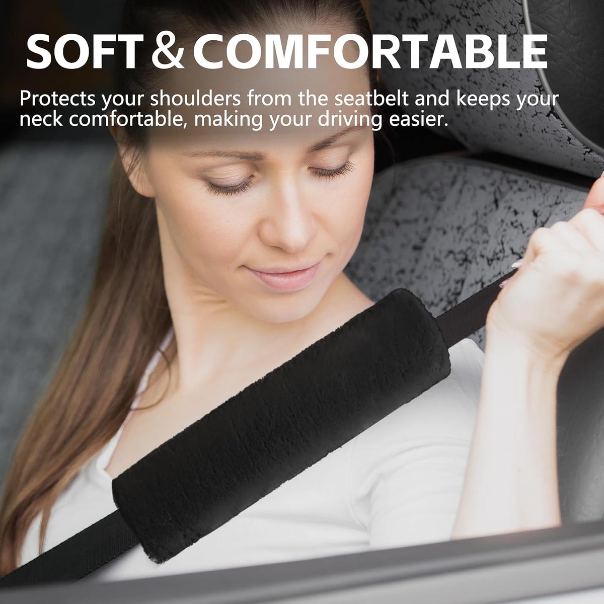 wuyaoyao 2PCS Car Seat Belt Pads Shoulder Cover, Soft Plush Auto Seat Belt Pad for Protecting Neck and Shoulder, Universal Car Shoulder Strap Cushion Protector for Adults Kids Women Men (Blue Gray)