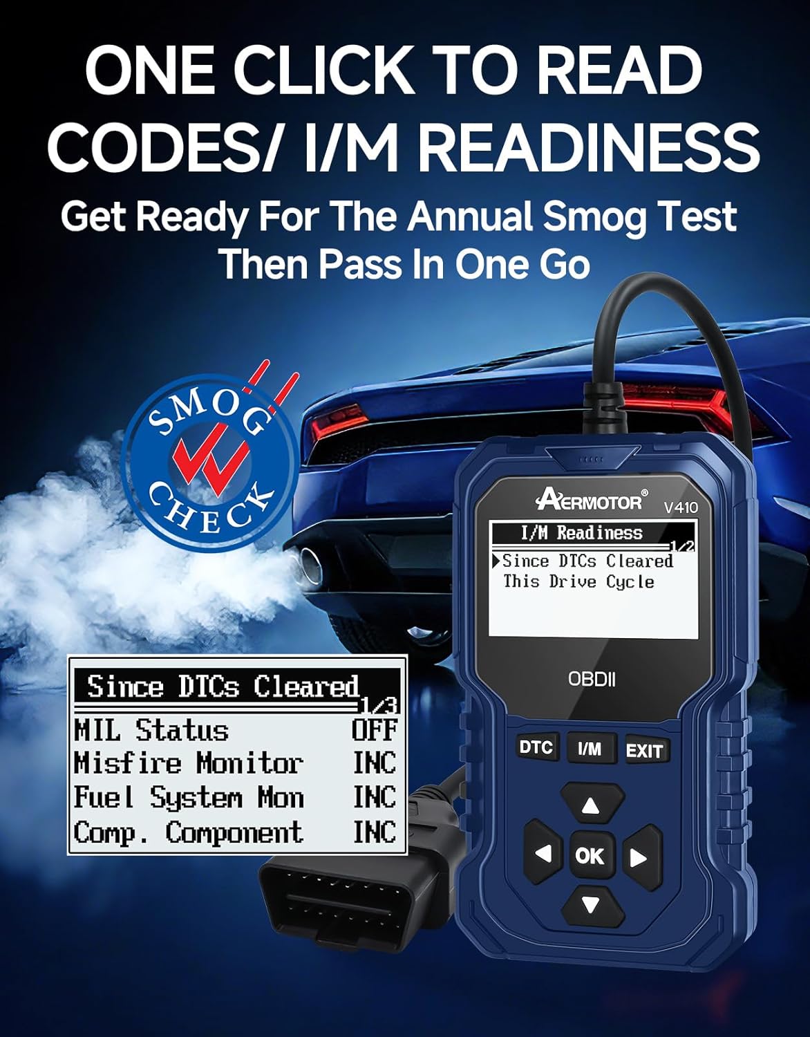 OBD2 Scanner, V410 Car Scanner Diagnostic Tool: Engine Fault Code Reader Scan Tool with Live Data/Freeze Frame for All OBDII Cars After 1996,Black