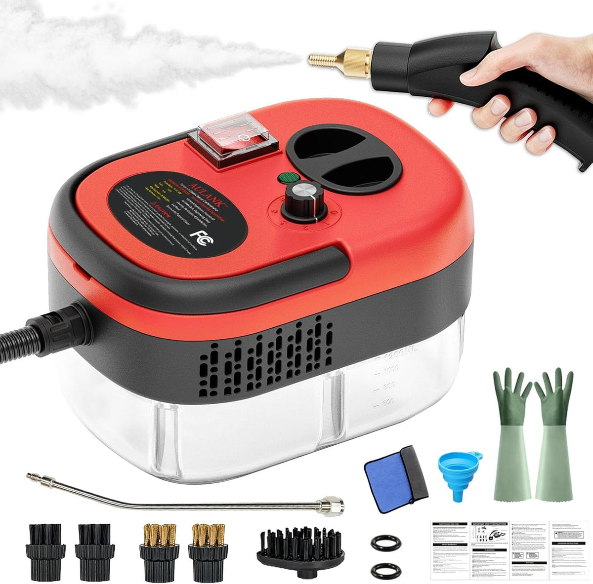2500W Handheld Steam Cleaner,Portable Car Steamer For Auto Detailing,High-Temperature and Pressure Steam Cleaner For Home, Steam Cleaning Machine for Furniture,Kitchen,Grout,Floor,Tile (Gray)