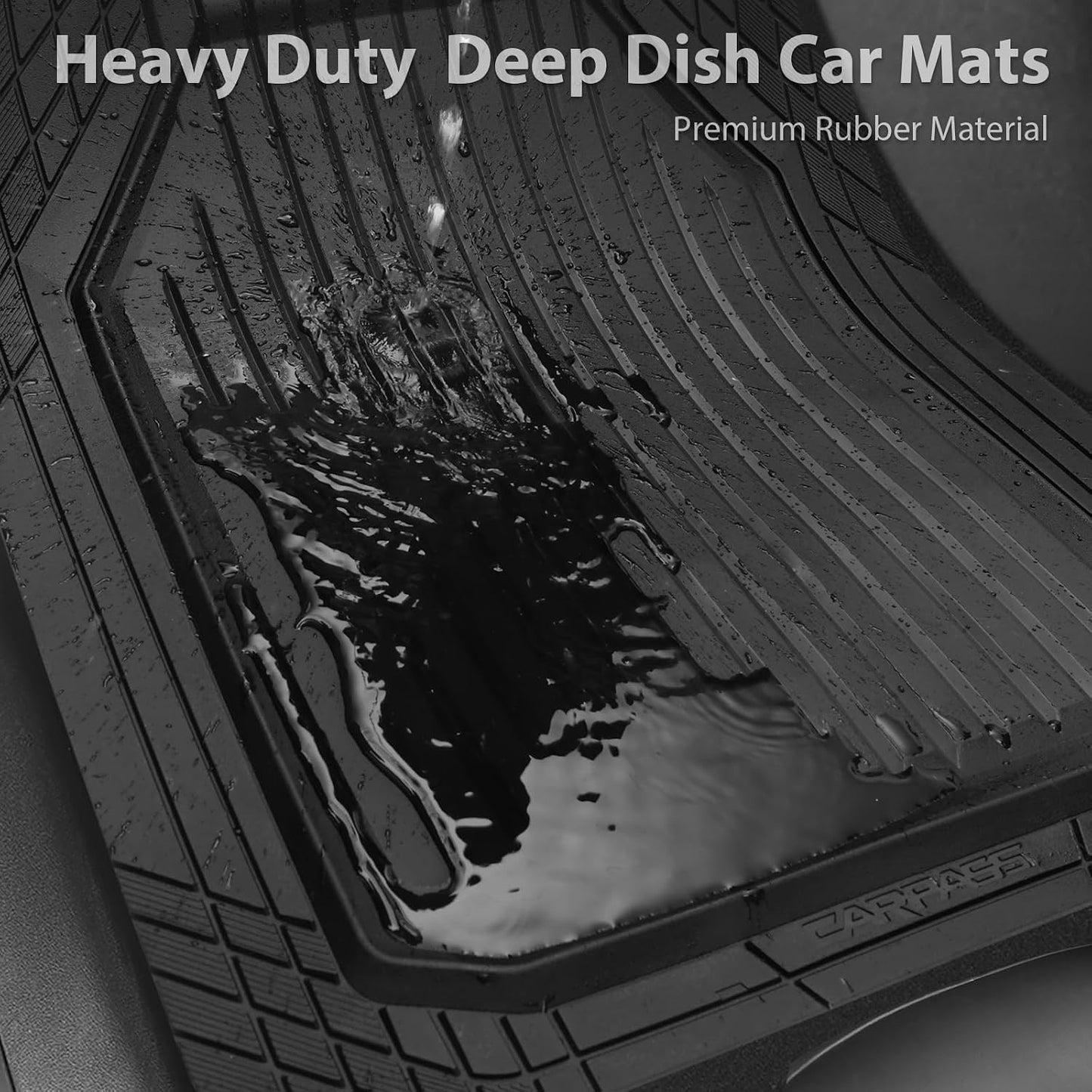CAR PASS Heavy Duty Rubber Floor Mats for Car, Waterproof Liner Deep Dish Car Mats Full Sets, Universal Trim to Fit for SUV Truck Sedans Vans, All Weather Automotive Floor Mats 3pcs, Solid Black