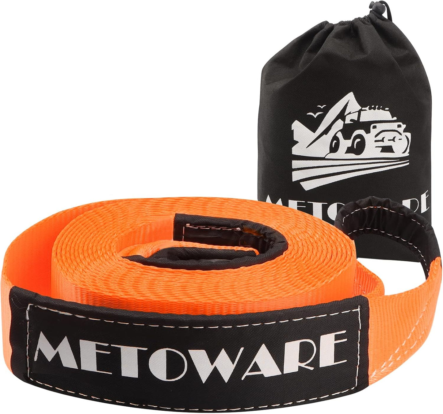 METOWARE Recovery Tow Strap Kit 3" x 20ft, Heavy Duty Recovery Strap 35,000lbs Break Strength with 3/4" D Ring Shackles(2pcs) & Storage Bag, Emergency Off Road Towing Rope for SUV, UTV, ATV, Truck