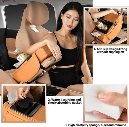 Car Armrest Cushion,5-in-1 Center Console Cover with 2 Storage Bags Cup Holder, Tissue Box Slot, Phone Slot for Sedans, Car Accessories Interior Organizers (Black)
