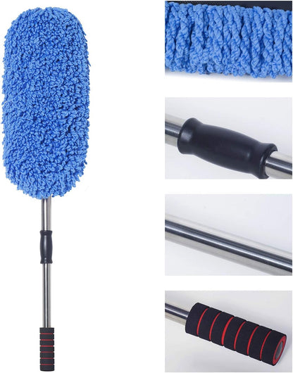 (3 Pack) Microfiber Car Duster Exterior Scratch Free, Extendable Handle Interior Multipurpose dust Cleaning Duster for car