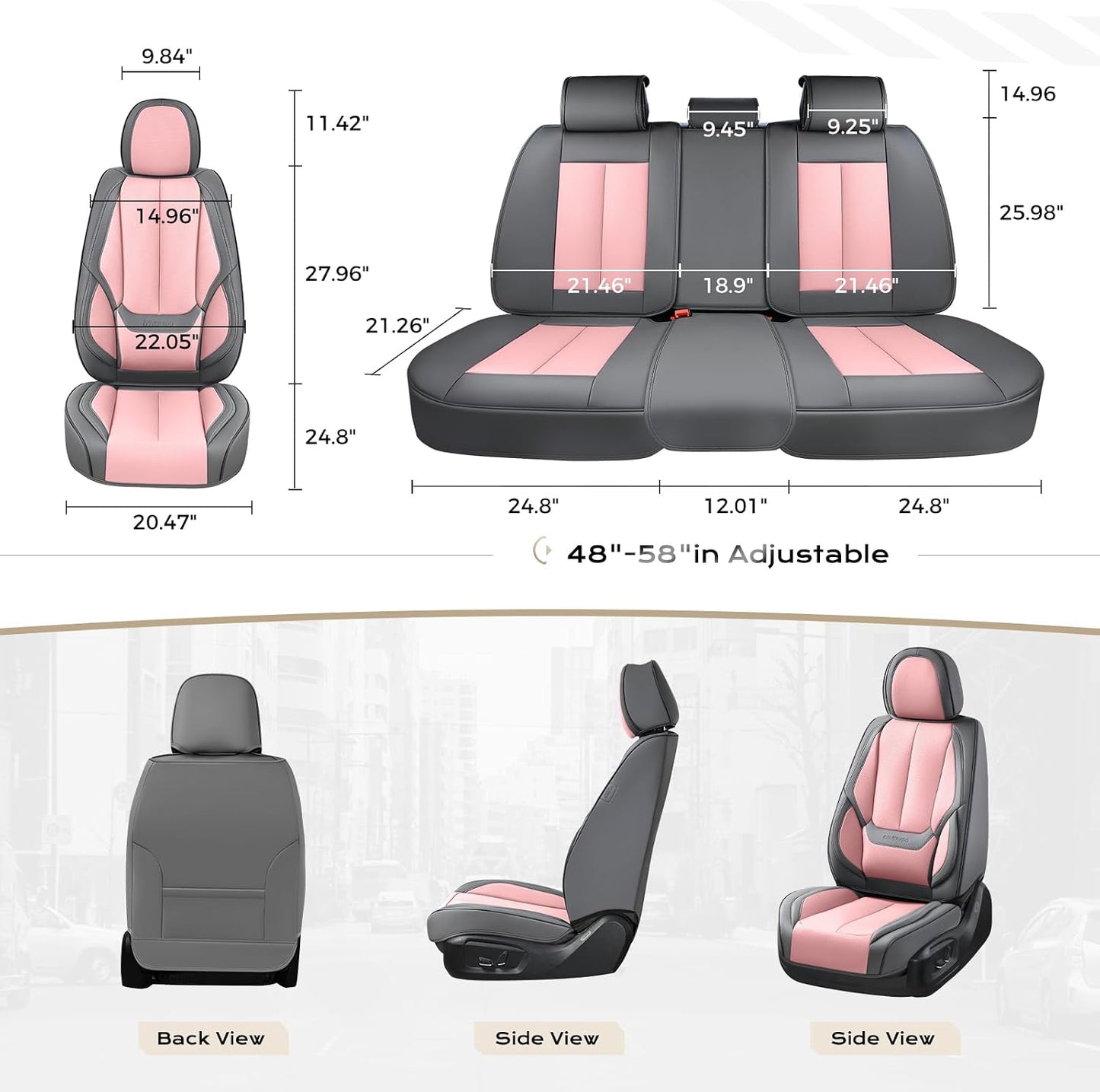 Coverado Seat Covers Full Set, Black Seat Covers for Cars 5 Seats, Car Seat Protector, Waterproof Nappa Leather Car Seat Cushion, Front and Rear Car Seat Cover Fit for Most Sedans SUV Pick-up Truck - Colors B