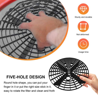 2 PCS Car Wash Bucket Inserts, Auto Detail Dirt Gaurd Buckets Filter Helps Remove Dirt Debris, Dirt Guard Insert Wash Filter Fits 12 Inch Diameter Bucket or 3-5 Gallon Buckets (Black+Red)
