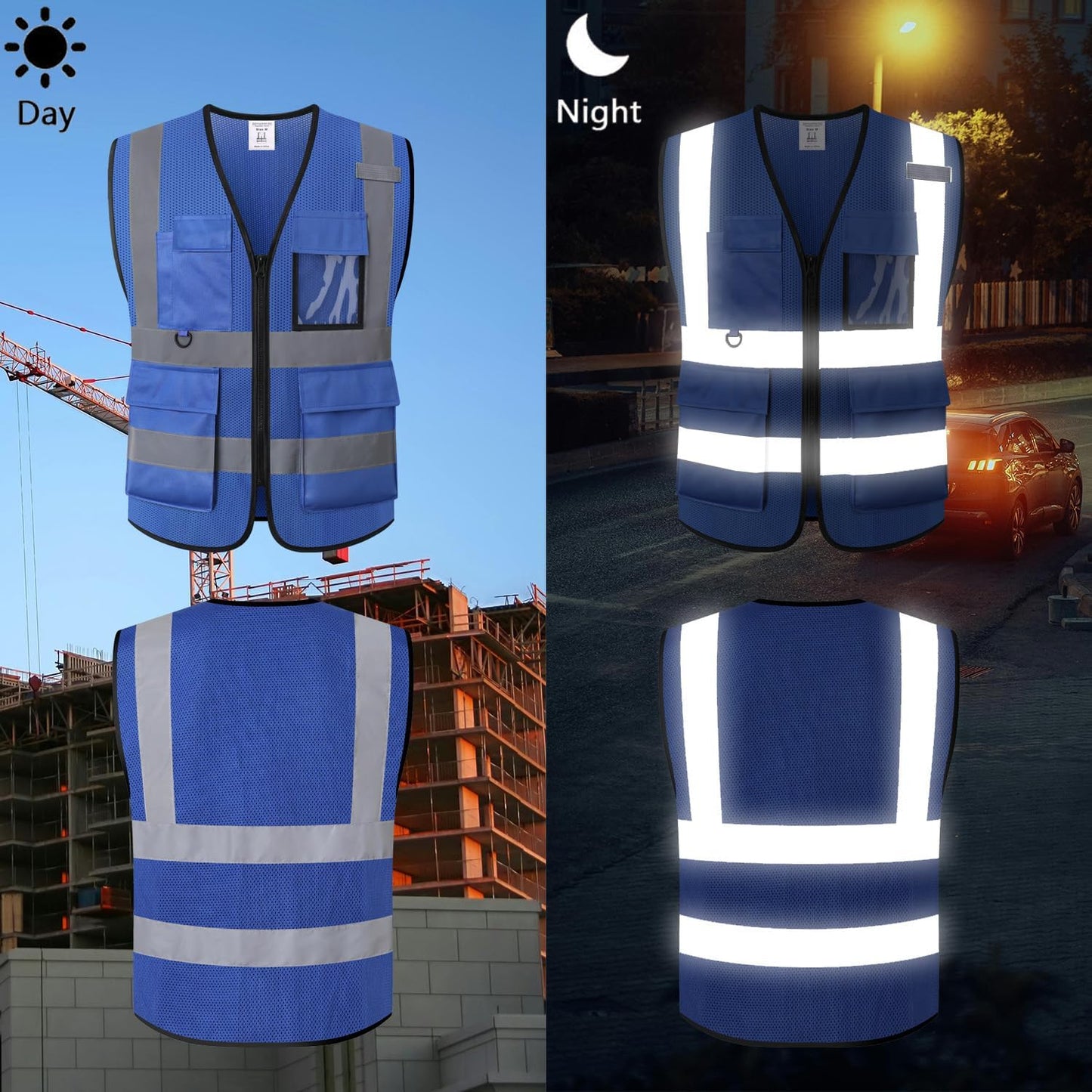 Safety Vest for Men Women Hi Vis Vest with Pockets Mesh High Visibility Vests Meets ANSI/ISEA Standards
