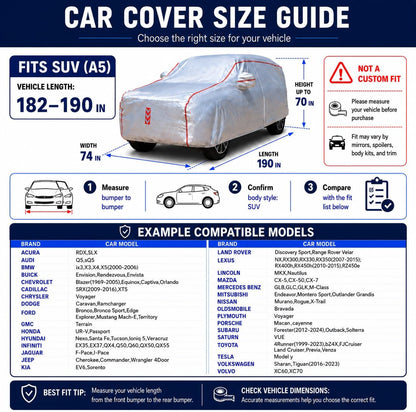Car Cover for Sedan, Waterproof All Weather Heavy Duty, 360° Underbody Wrap Windproof Design, Quick Install Outdoor Vehicle Cover, Fits 186-193 in
