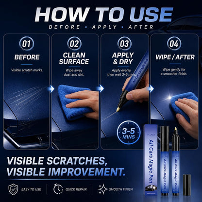 2PCS Magic Car Scratch Removal Pen, Car Scratch Remover Pen, Quick Paint Scratch Repair Pen, Waterproof & Sunproof Touch Up Pen for All Vehicles & Most Colors Clear