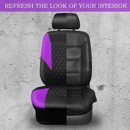 CAR PASS Quilting Leather Seat Cover Two Front Seats Only, Universal Fit Automotive Front Seat Covers Waterproof Deluxe PU Premium Vinyl Luxury for Cars Sedan Van SUV Airbag Compatible 2 Pieces,Black
