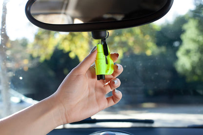 resqme The Original Emergency Keychain Car Escape Tool, 2-in-1 Seatbelt Cutter and Window Breaker, Made in USA, Pack of 6, Yellow - Compact Emergency Hammer