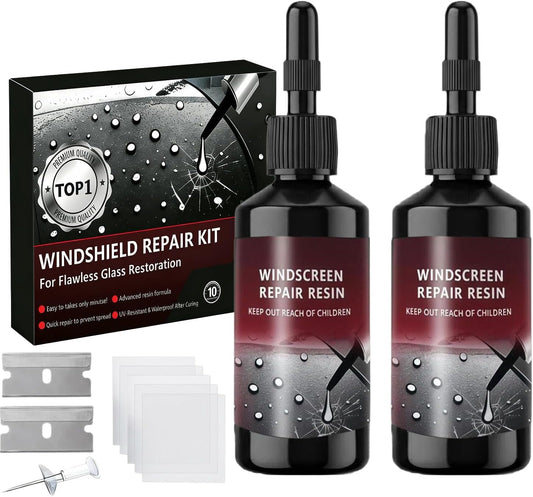Windshield Repair Kit, 2026 Latest Car Windshield Crack Repair Kit, 5Min Quick-Repair, 2 Bottles Nano Glass Repair Liquid,Fix Bullseye & Star Cracks. All Crack Types Windshield Repair Kit