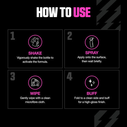 Muc-Off High Performance Waterless Bike Wash 750ml (Pack of 1) | Spray & Wipe Bike Cleaner | No Water Needed | Safe on Carbon Fibre | Cleans & Polishes with a Streak-Free Finish