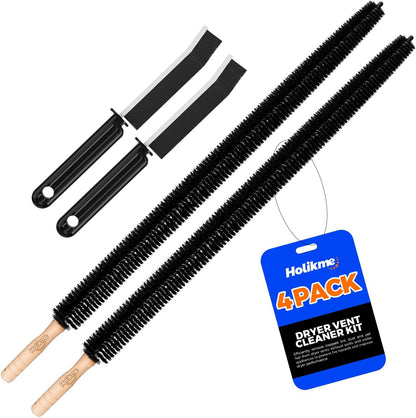Holikme 3 Pcs Dryer Vent Cleaner Kit, 304 Stainless Steel Replacement Lint Brush for Clothes Dryer Vent Trap, Cleaning Brush & Flexible Crevice Tool