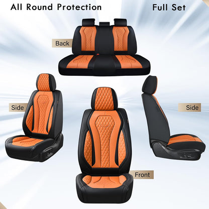 Coverado Seat Covers, Car Seat Covers Full Set, Black Car Seat Cover, Car Seat Covers Front Seats Back Seat Cover, Waterproof Car Seat Cushion, Leather Seat Covers Seat Protector Fit for Most Cars