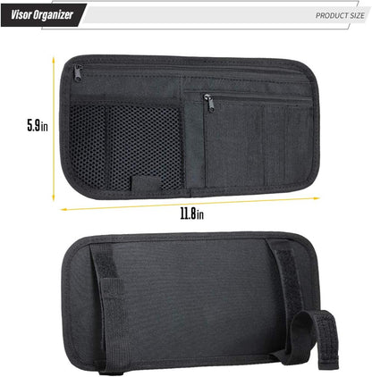 LIVANS Car Sun Visor Organizer, Vehicle Visor Storage Pouch, Auto CD and Glasses Holder, Interior Car Accessories for Credit Card and Registration Document, Fits Most Cars, SUVs, Jeeps, Trucks