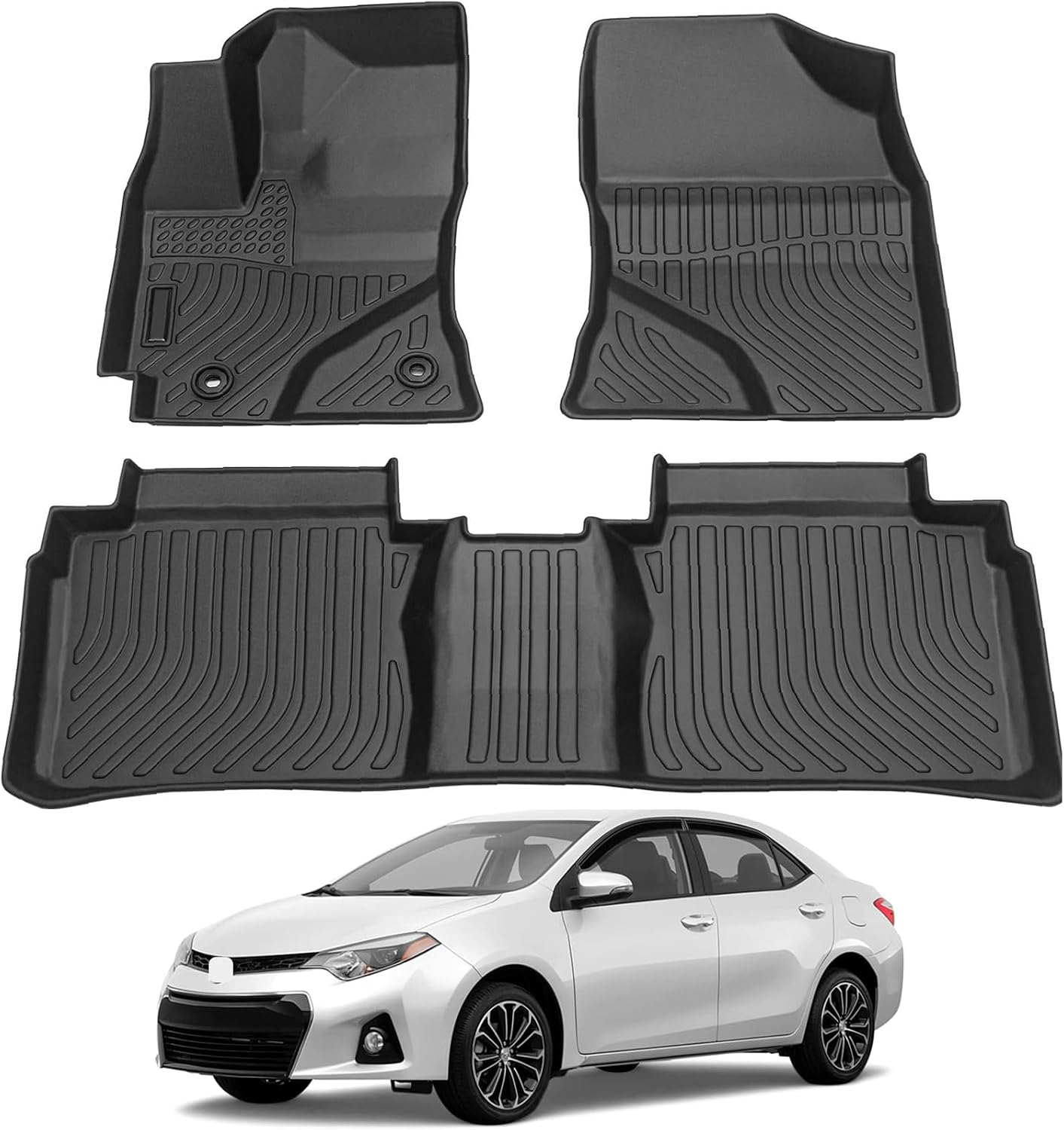 All Weather Rubber Car Floor Mats Compatible with 2013-2017 Honda Accord, Custom Fit Car Mat Full Set with Raised Edge, Odorless, Easy to Install in 5 min, Non-Slip Surface, No Need Trimming