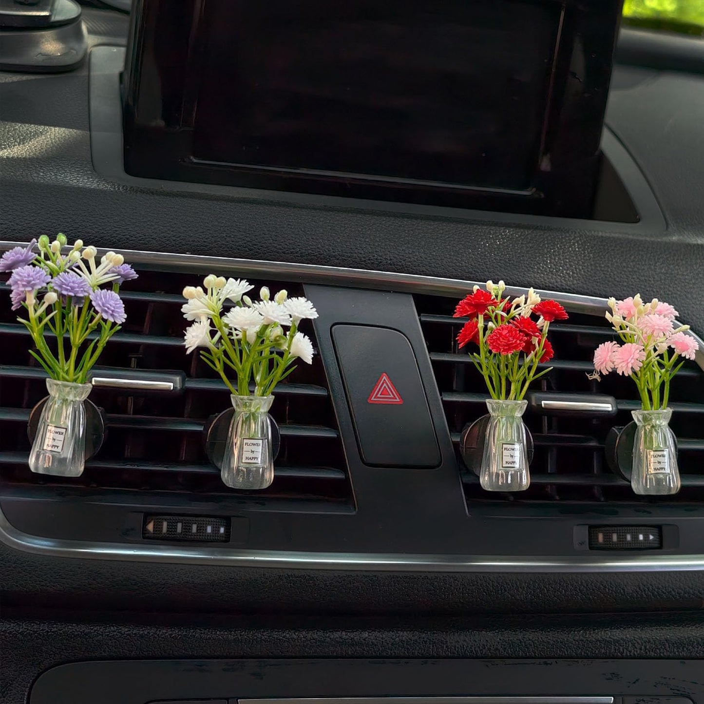 Set of 4 Cute Flower Bouquet Car Air Freshener Vent Clips, Mini Artificial Flowers for Car Air Vent Decoration, Auto Interior Dashboard Ornament Accessories