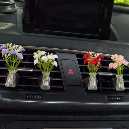 Set of 4 Cute Flower Bouquet Car Air Freshener Vent Clips, Mini Artificial Flowers for Car Air Vent Decoration, Auto Interior Dashboard Ornament Accessories