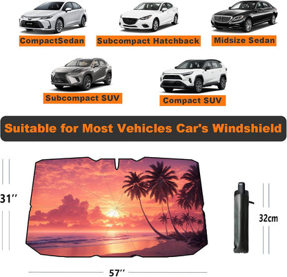 Windshield Sun Shade 2025 Car Accessories 100% Blackout Car Front Windsow Shades Umbrella Automotive Sun Visor Block Heat Insulation Protection (Black Eyes)