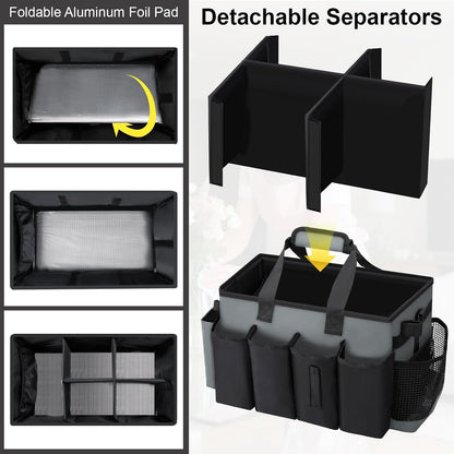 Wearable Large Cleaning Caddy Bag for Housekeeper, Clean Supply Organizer with Adjustable Shoulder, Waist & Handle Straps, Detailing Bag for Kitchen Supplies (Black)