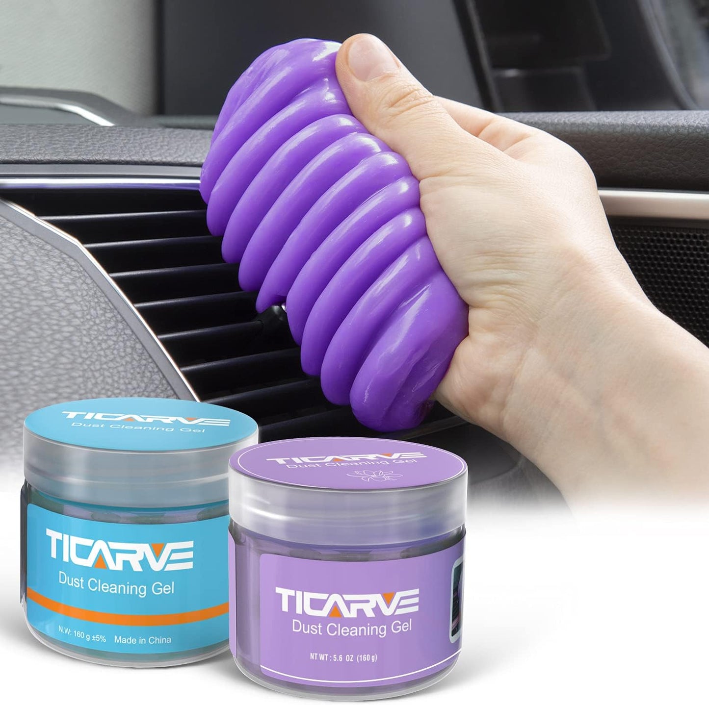 TICARVE 2Pack Cleaning Gel Car Putty Slime for Detailing Putty Detail Tools Car Interior Cleaner Automotive Cleaning Kits Keyboard Cleaner Blue Rose (320g/11.2oz)