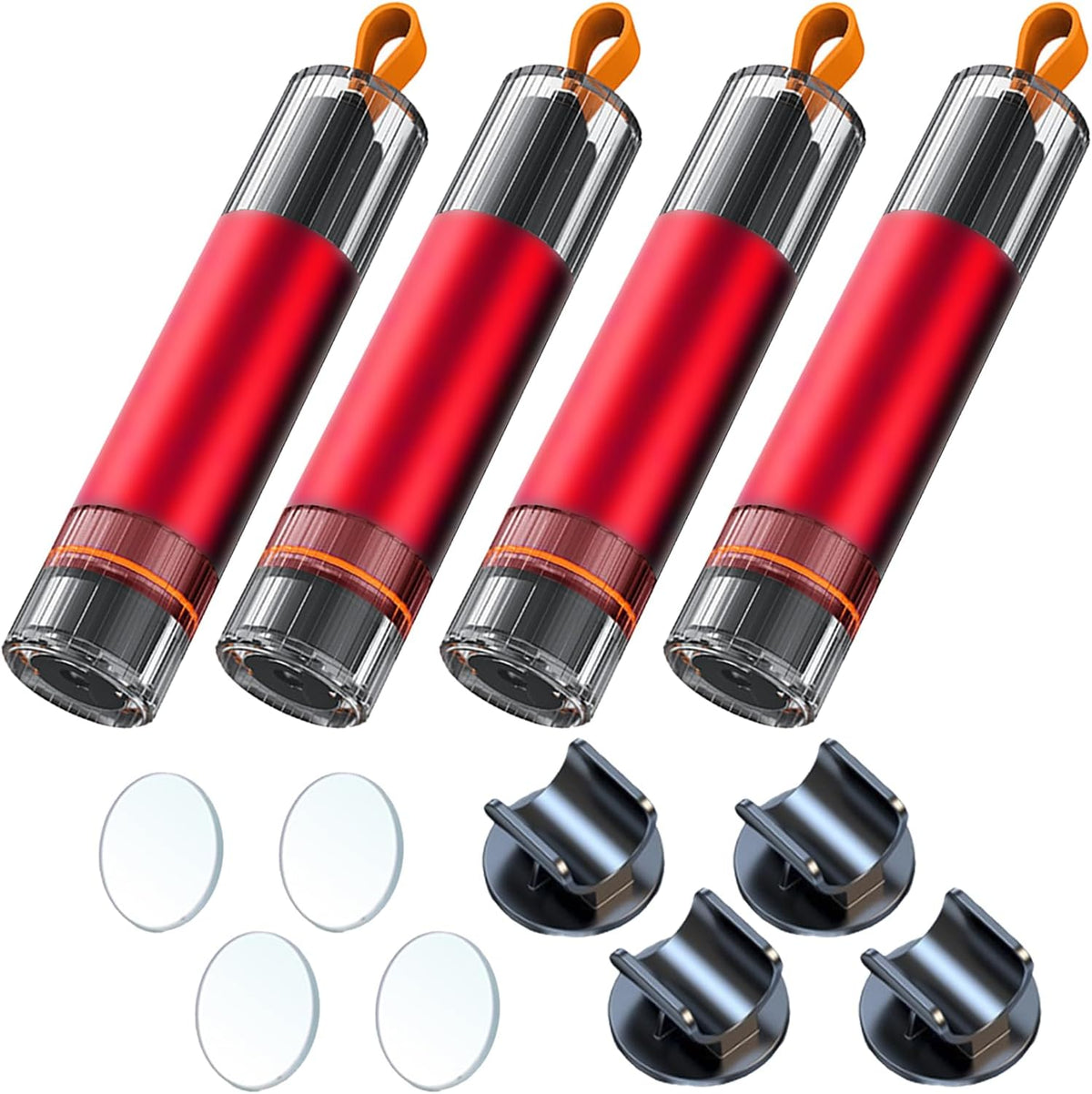 2 Pack Car Window Breaker Seatbelt Cutter, Spring Loaded One-Press Emergency Escape Tool, Anti-Cut Design Automotive Safety Hammer with Adhesive Mounts & Test Glass for Car Truck SUV (2, RED)