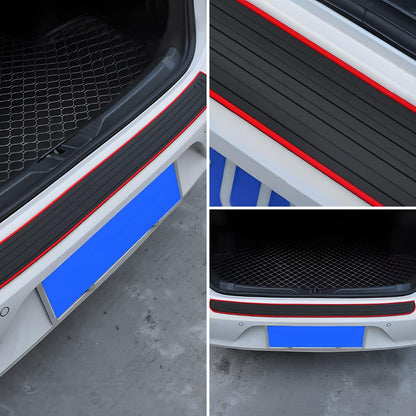 Car Rear Bumper Protector Guard, Anti-Scratch Abrasion Rubber Trunk Door Entry Sill Guard, Non-Slip Vehicle Trim Cover Protection Strip, Car Accessories for Most Cars and SUV (Black/Red/35.4" x2.7)