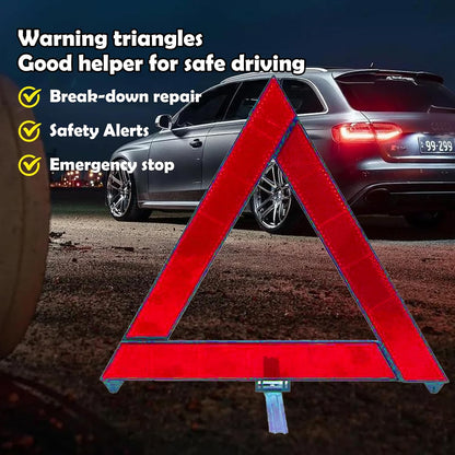 2 PCS Reflective Folding Vehicle Danger Sign, Safety Triangle Kit, Vehicle Breakdown Stop Warning Sign, Fit for Most Car (Red)
