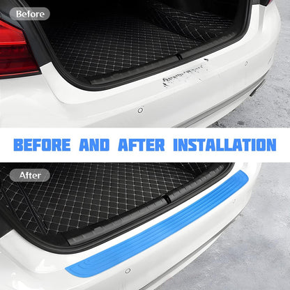 Car Rear Bumper Protector Guard, Anti-Scratch Abrasion Rubber Trunk Door Entry Sill Guard, Non-Slip Vehicle Trim Cover Protection Strip, Car Accessories for Most Cars and SUV (Black/Red/35.4" x2.7)